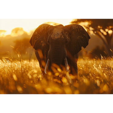 Elephant Silhouette Sunset Canvas